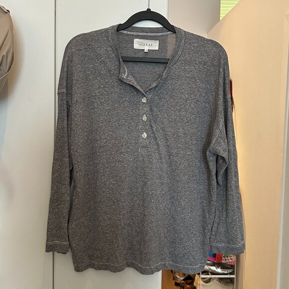 The Great Shrunken Henley Heather Gray Size Medium - Picture 4 of 7